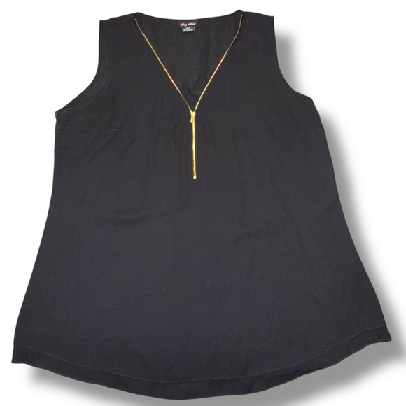 CITY CHIC Sexy Zip Top - Plus 16 (Small) Black / Gold - Picture 5 of 11